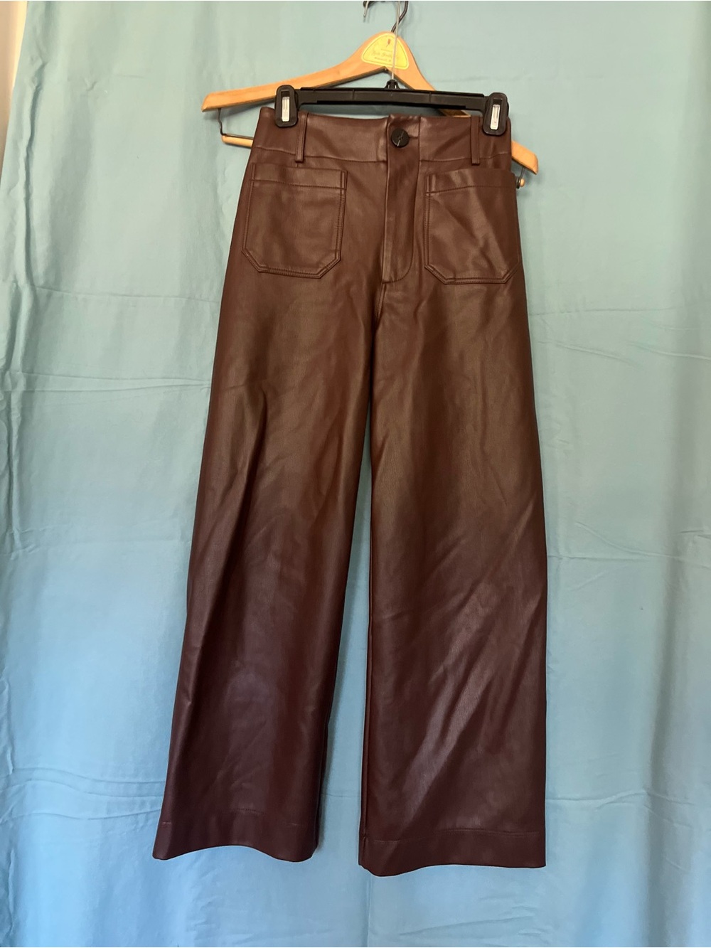 Anthropologie Wide-Leg sailor style vegan Leather Pants in Deep Brown